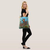 Steampunk Collage Aqua Kupfer Tote Bag Tasche (Am Model)