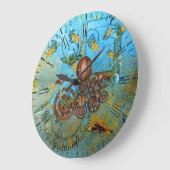 Steampunk Collage Aqua Kupfer Wandklemme Große Wanduhr (Winkel)