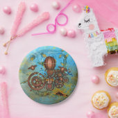 Steampunk Collage Aqua Kupferpapier Teller (Party)