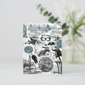 Steampunk Collage Colorized Postkarte (Stehend Vorderseite)