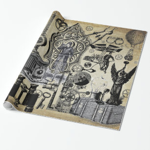 Steampunk-Collage-Geschenkpapier Geschenkpapier