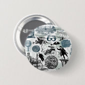 Steampunk Collage koloriert Button (Vorne & Hinten)