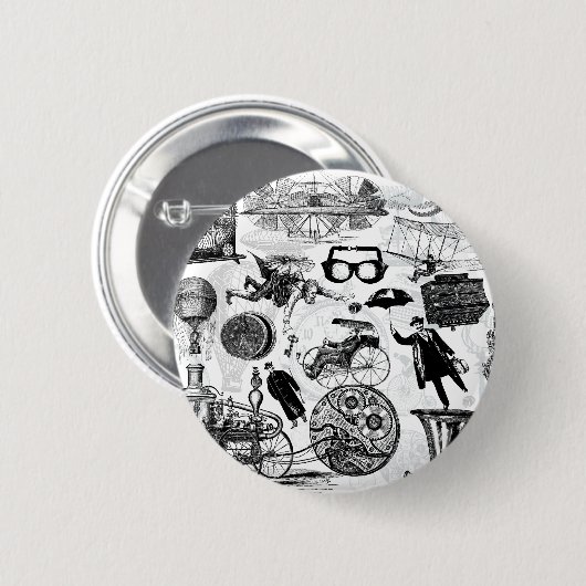 Steampunk Collage Nr. 2 Button (Vorne & Hinten)