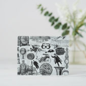 Steampunk Collage Nummer 2 Postkarte (Stehend Vorderseite)