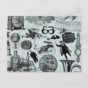 Steampunk Collage Nummer 2 Postkarte