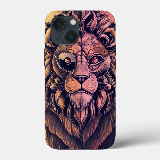 Steampunk Color Gradient Rustikale Lion Case-Mate iPhone Hülle (Rückseite)