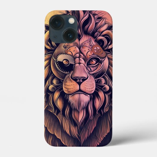 Steampunk Color Gradient Rustikale Lion Case-Mate iPhone Hülle (Rückseite)