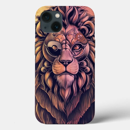 Steampunk Color Gradient Rustikale Lion Case-Mate iPhone Hülle (Rückseite)
