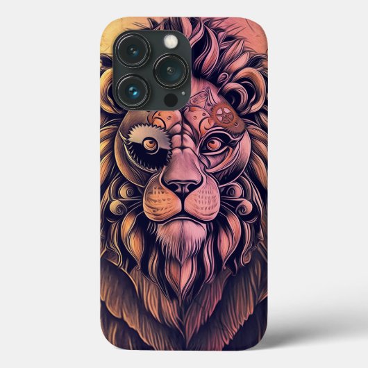 Steampunk Color Gradient Rustikale Lion Case-Mate iPhone Hülle (Rückseite)