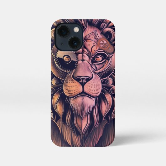 Steampunk Color Gradient Rustikale Lion iPhone Hülle (Rückseite)