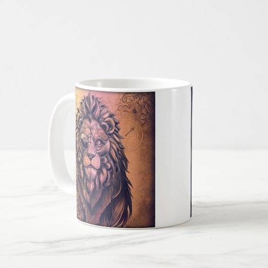 Steampunk Color Gradient Rustikale Lion Kaffeetasse (Vorderseite Links)