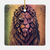 Steampunk Color Gradient Rustikale Lion Keramikornament (Rückseite)