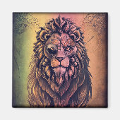 Steampunk Color Gradient Rustikale Lion Magnet (Vorne)