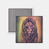 Steampunk Color Gradient Rustikale Lion Magnet (Vorderseite/Rückseite)