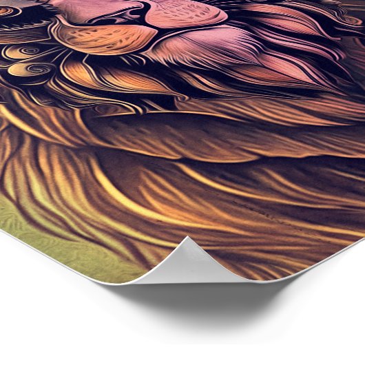 Steampunk Color Gradient Rustikale Lion Poster (Ecke)