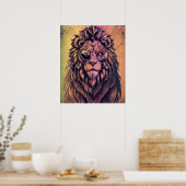 Steampunk Color Gradient Rustikale Lion Poster (Küche)