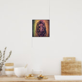Steampunk Color Gradient Rustikale Lion Poster (Küche)