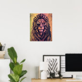 Steampunk Color Gradient Rustikale Lion Poster (Heimbüro)