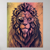 Steampunk Color Gradient Rustikale Lion Poster (Vorne)