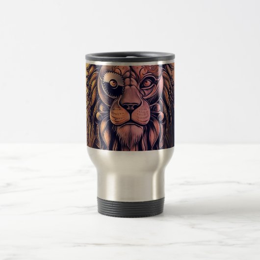 Steampunk Color Gradient Rustikale Lion Reisebecher (Mittel)