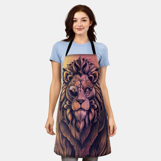 Steampunk Color Gradient Rustikale Lion Schürze (Getragen)