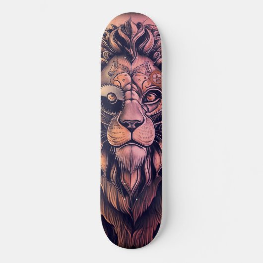 Steampunk Color Gradient Rustikale Lion Skateboard (Vorderseite)