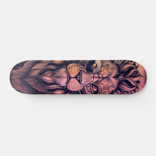 Steampunk Color Gradient Rustikale Lion Skateboard (Horizontal)