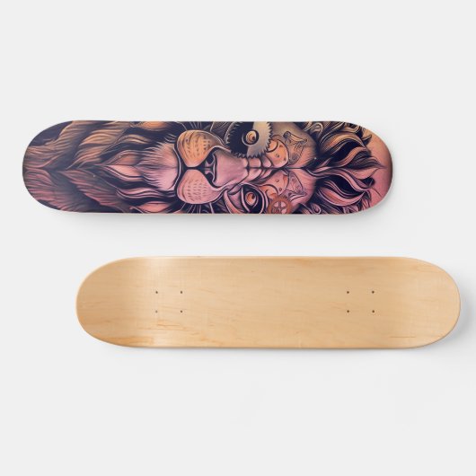 Steampunk Color Gradient Rustikale Lion Skateboard (Horizontal)