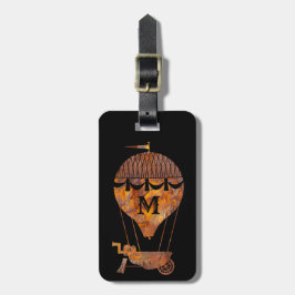 Steampunk Colorful Rust Hot Air Balloon Monogram Gepäckanhänger