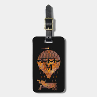 Steampunk Colorful Rust Hot Air Balloon Monogram Gepäckanhänger