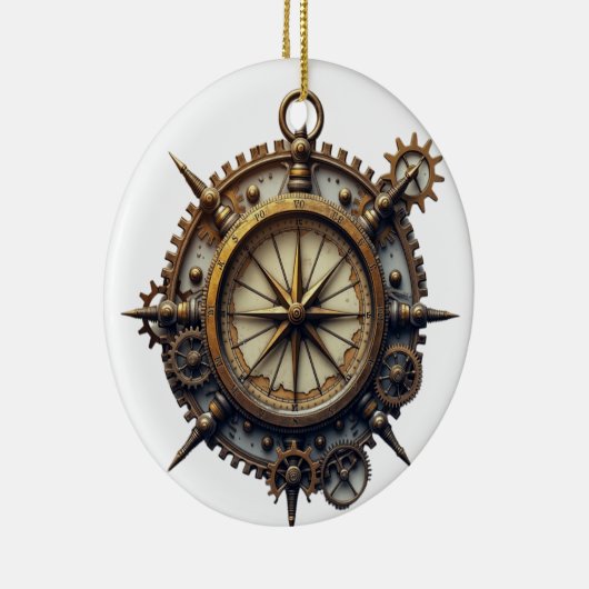 Steampunk Compass Keramik Ornament (Rechts)