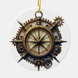 Steampunk Compass Keramik Ornament