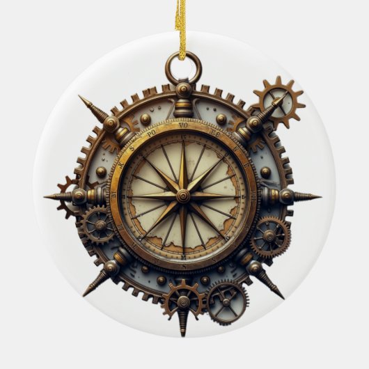 Steampunk Compass Keramik Ornament (Hinten)