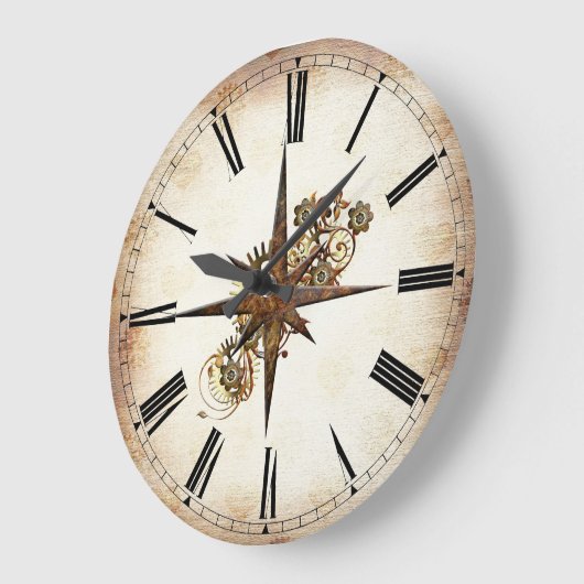 Steampunk Compass Star Große Wanduhr (Winkel)