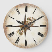 Steampunk Compass Star Große Wanduhr (Vorderseite)