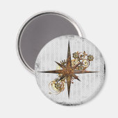Steampunk Compass Star Grunge Magnet (Vorderseite/Rückseite)
