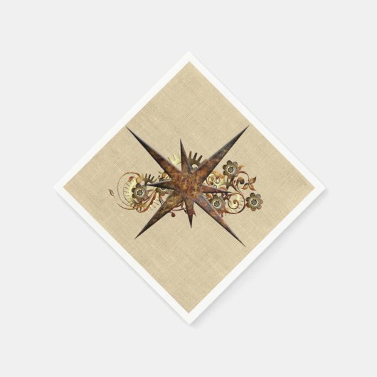 Steampunk Compass Star Paper Napkins Serviette (Ecke)