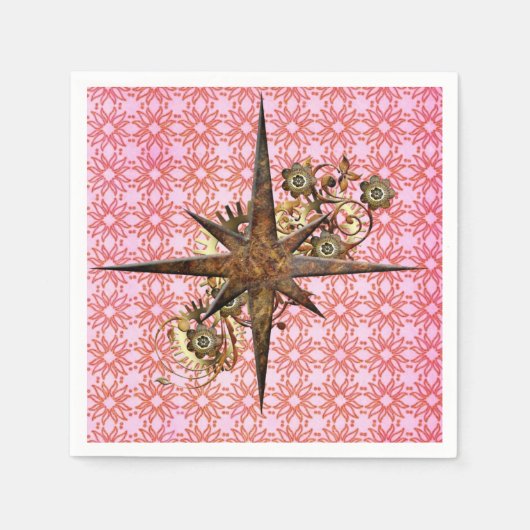 Steampunk Compass Star Paper Napkins Serviette (Vorderseite)