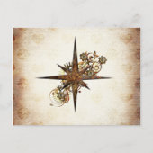 Steampunk Compass Star Postcard Postkarte (Vorderseite)