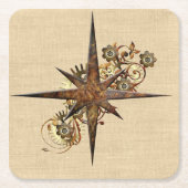 Steampunk Compass Star Rechteckiger Pappuntersetzer (Vorderseite)