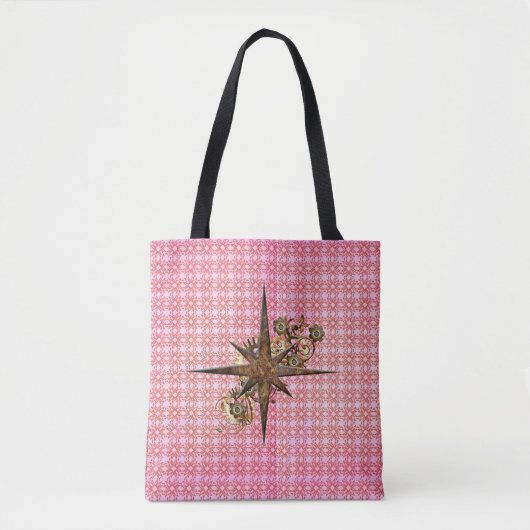 Steampunk Compass Star Tote Bag Tasche (Vorderseite)