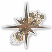 Steampunk Compass Star Transparent Aufkleber (Vorderseite)
