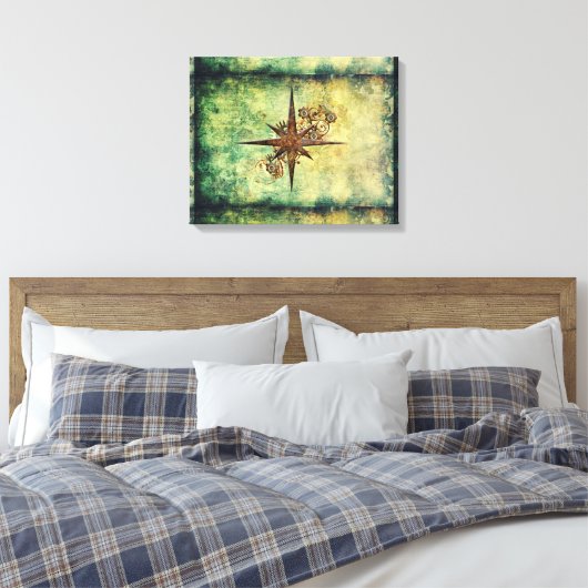 Steampunk Compass Star Wrapped Canvas Leinwanddruck (Insitu (Schlafzimmer))
