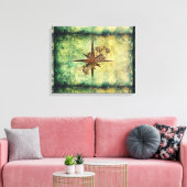 Steampunk Compass Star Wrapped Canvas Leinwanddruck (Insitu (Wohnzimmer))