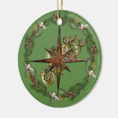 Steampunk Compass Star & Wreath individuell anpass Keramik Ornament (Links)