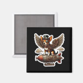 Steampunk Corgi Adventure Sticker - Whimsical Flyi Magnet (Vorderseite/Rückseite)