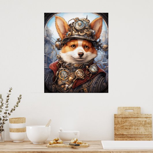 STEAMPUNK CORGI POSTER (Küche)