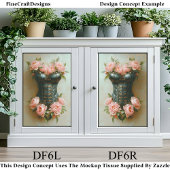 Steampunk Corset & Pink Peonies DF6L Decoupage Seidenpapier