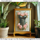 Steampunk Corset & Pink Peonies DF6L Decoupage Seidenpapier