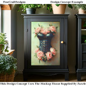 Steampunk Corset & Pink Peonies DF6RF Decoupage Seidenpapier